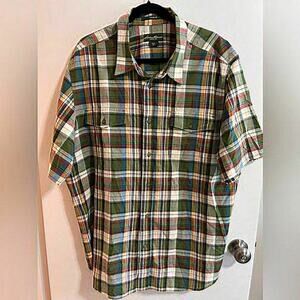 Eddie Bauer Plaid Short‎ Sleeve Button Down Shirt Men's Size XXL